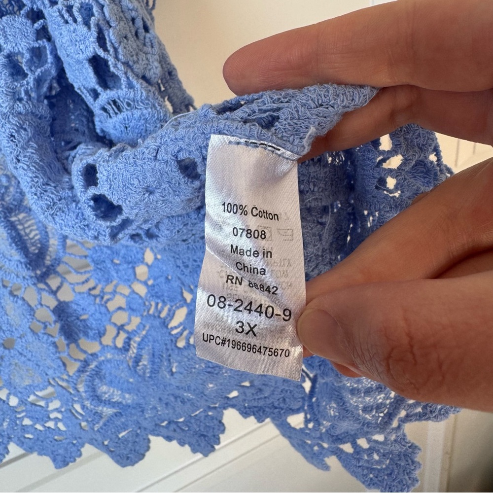 Catherines Women's Plus Size Graceful
Crochet Wrap Size 3X French Blue - Picture 5 of 8